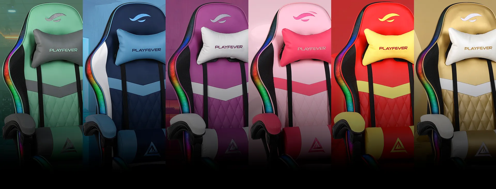 PlayFever gaming chairs in six colors